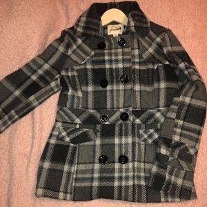 Plaid pea coat